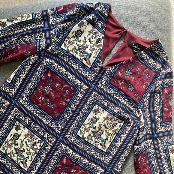 Lulu’s Crack A Smile Floral Patchwork Shift Dress Small - Picture 6 of 10